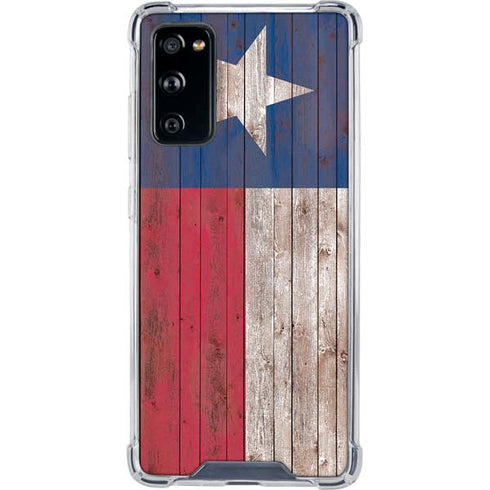 Texas Flag Dark Wood Galaxy S20 FE Clear Case